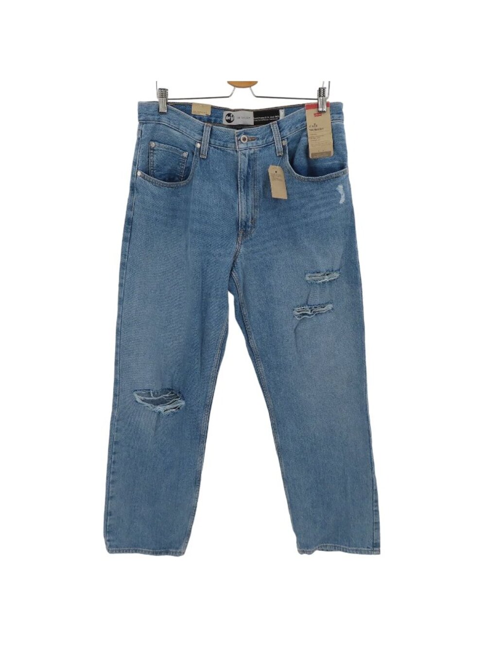 NEW Levis Women 31 SilverTab 94 Baggy Blue Denim Jeans Distressed Cotton Blend